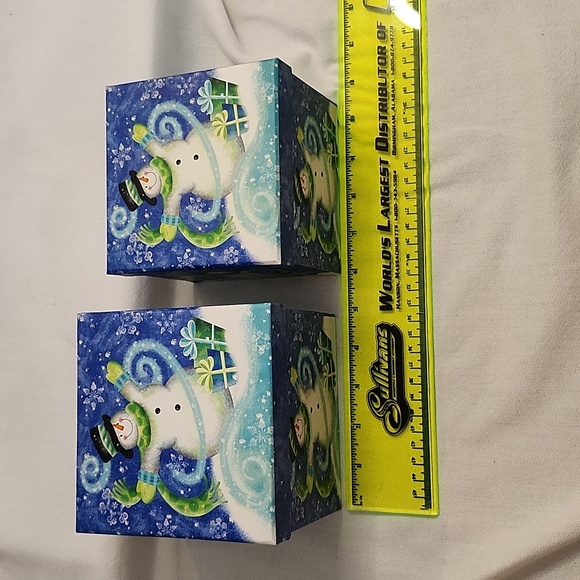 NWOT Swirly Snowman Stacking Holiday Cardboard Boxes - Picture 10 of 16